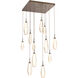 Aalto LED Flat Bronze Chandelier Ceiling Light, Square Multi-Port