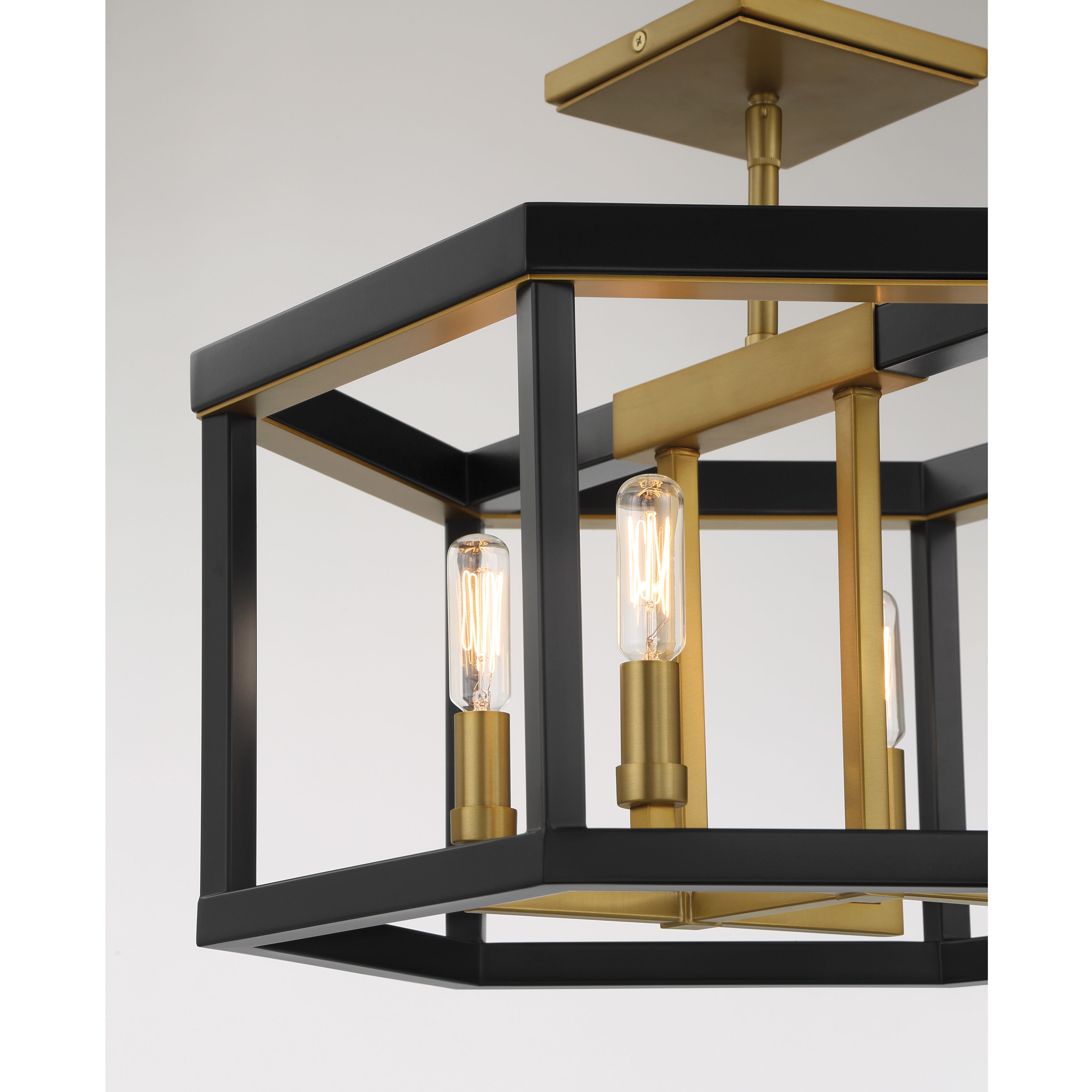 Union Estates 4 Light 18 inch Coal And Soft Brass Semi Flush Ceiling Light