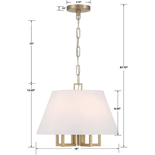 Westwood 5 Light 16 inch Vibrant Gold Pendant Ceiling Light