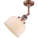 Franklin Restoration Large Bell LED 8 inch Antique Copper Semi-Flush Mount Ceiling Light in Matte White Glass, Franklin Restoration