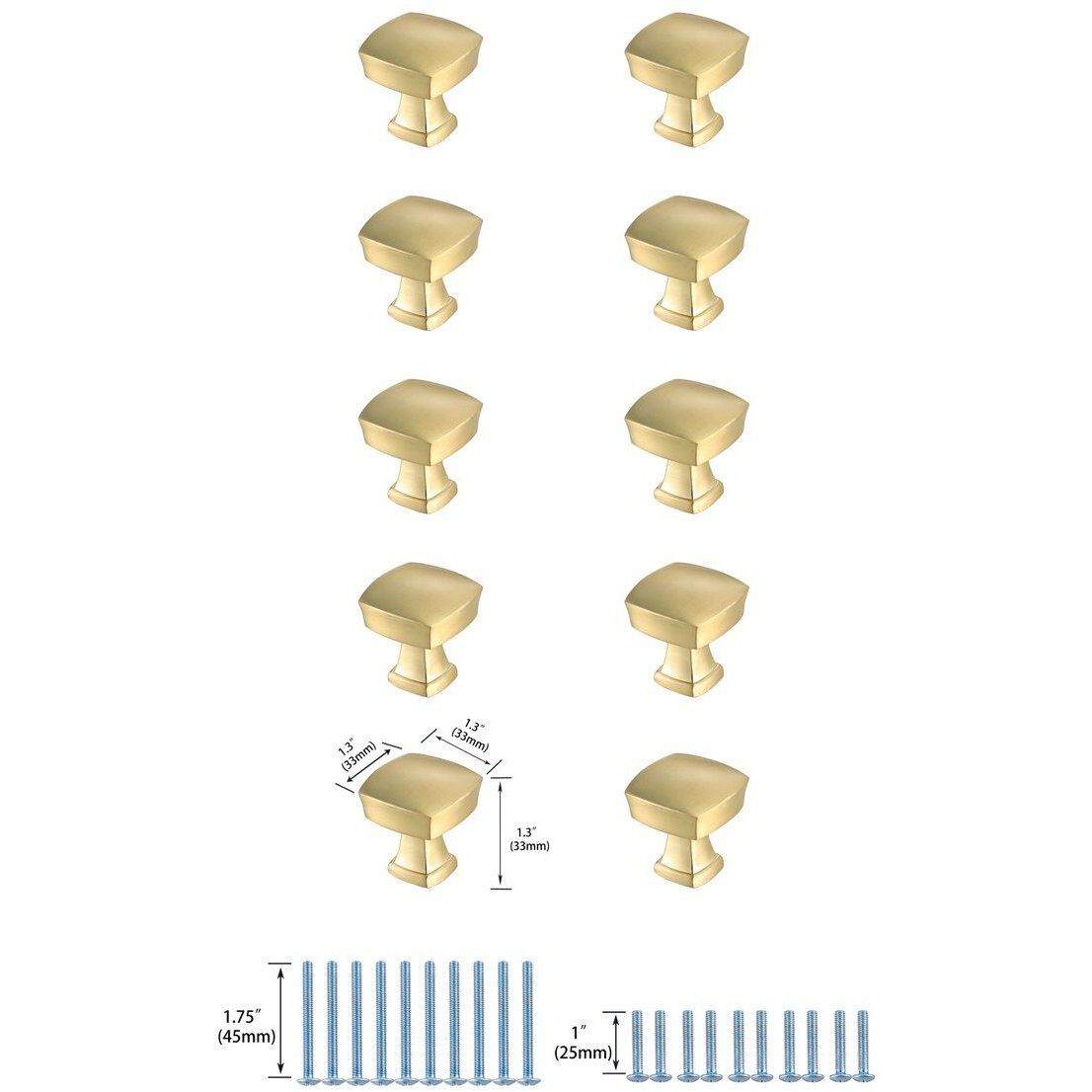 Irvin Brushed Gold Hardware Cabinet Knob, Set of 10