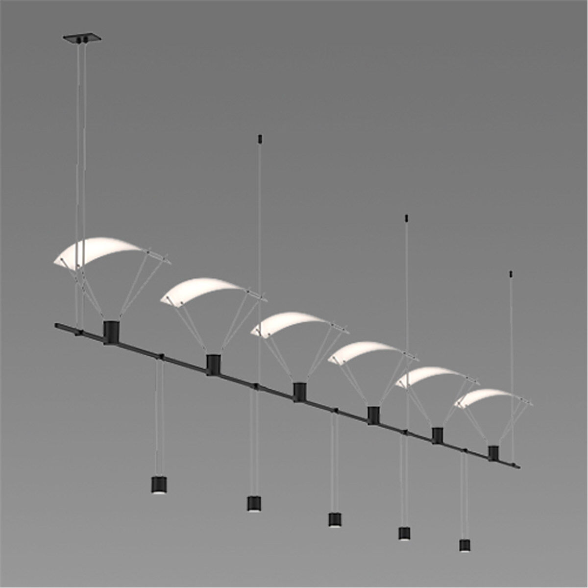Suspenders LED 110 inch Satin Black Modular Pendant Composition Ceiling Light