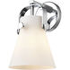Pilaster II Cone Sconce Wall Light in Polished Chrome, Matte White Glass