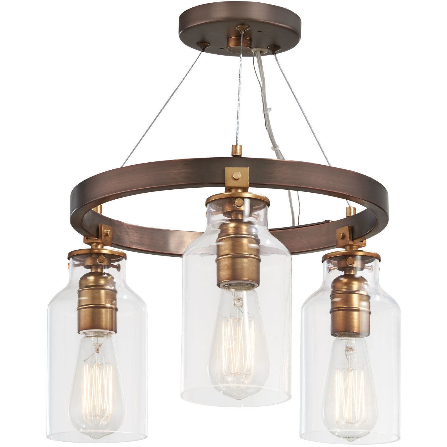 Morrow 3 Light 16 inch Harvard Court Bronze/Gold Semi Flush Mount Ceiling Light, Convertible