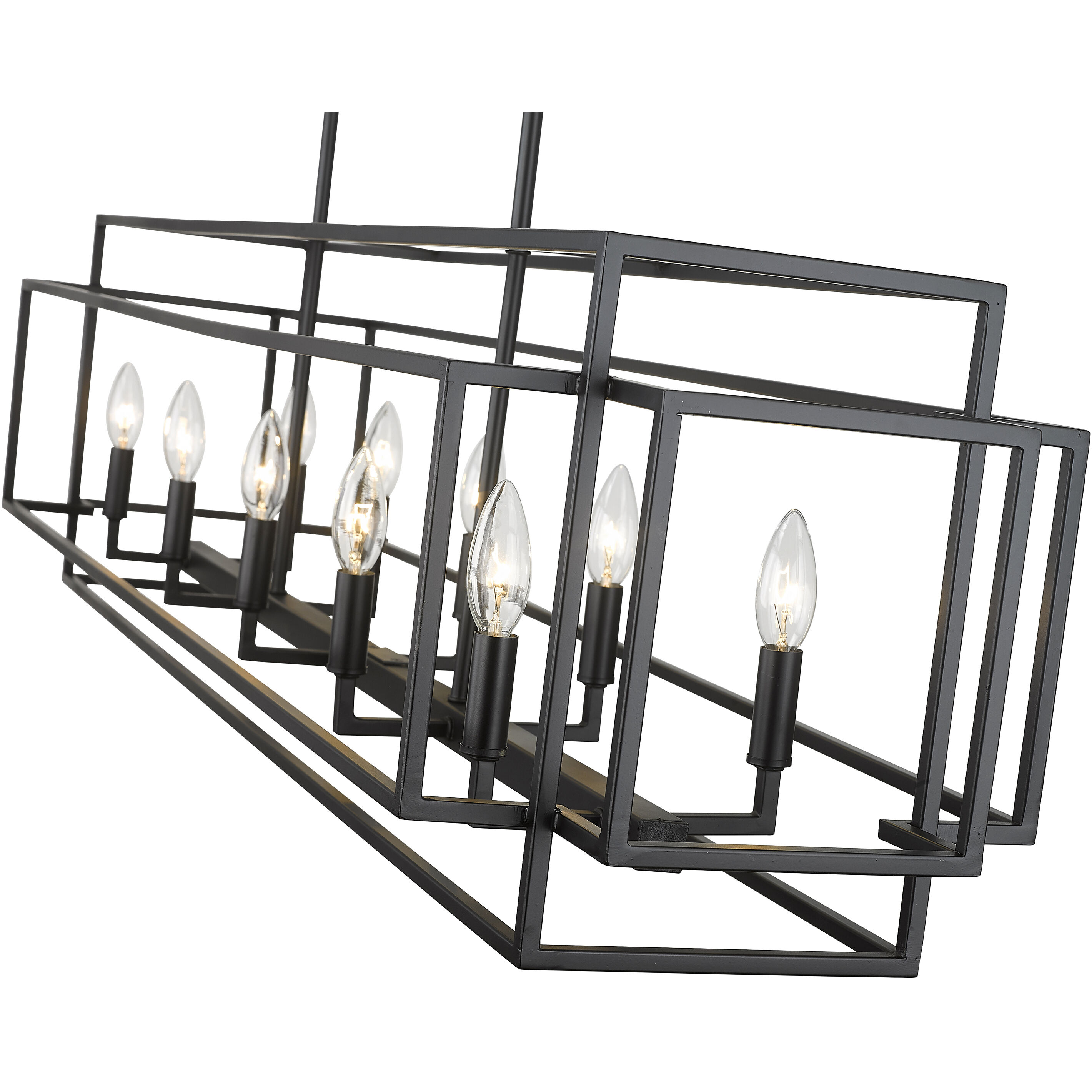 Titania 10 Light 54 inch Matte Black Linear Chandelier Ceiling Light