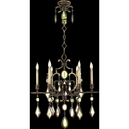 Encased Gems 6 Light 29 inch Bronze Chandelier Ceiling Light in Multi-Colored Crystal