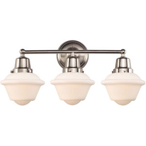 Aditi Small Oxford 3 Light 23.5 inch Brushed Satin Nickel Bath Vanity Light Wall Light, Aditi