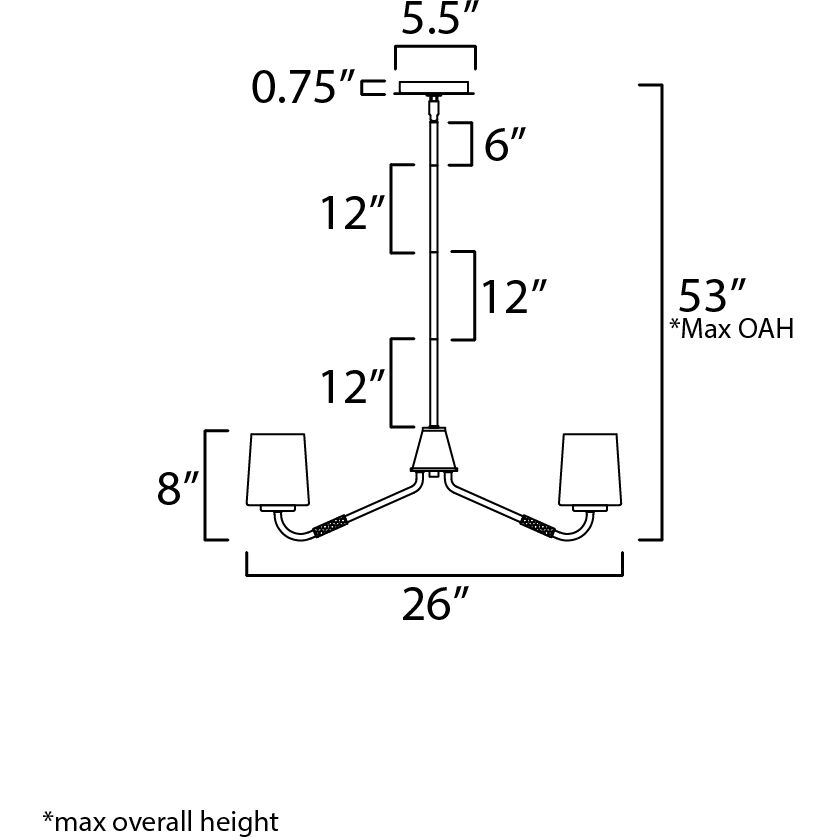 Durham 5 Light 26 inch Black Single-Tier Chandelier Ceiling Light