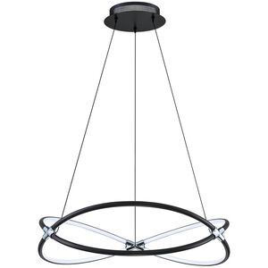 Hoop LED 24 inch Black and Chrome Pendant Ceiling Light