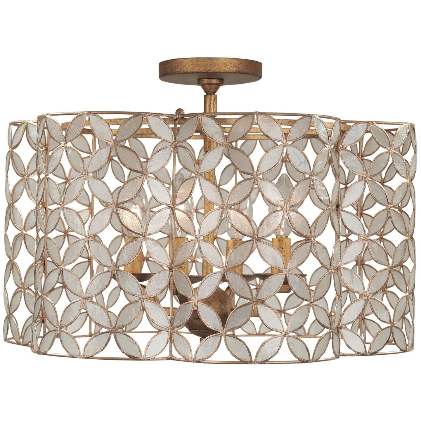 Maurelle 4 Light 17 inch Oxidized Gold Leaf Semi Flush Mount Ceiling Light