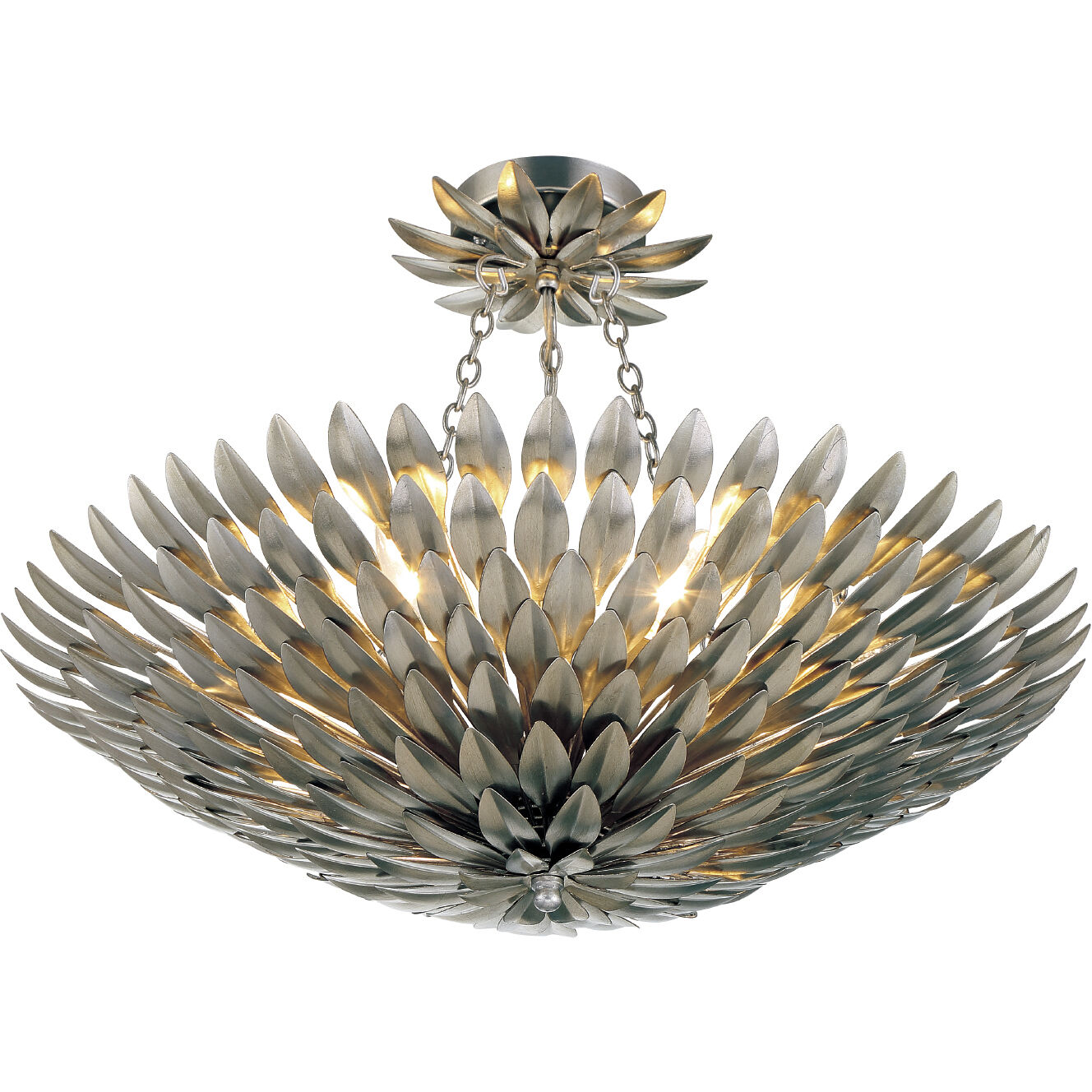 Broche 6 Light 24.5 inch Antique Silver Chandelier Ceiling Light