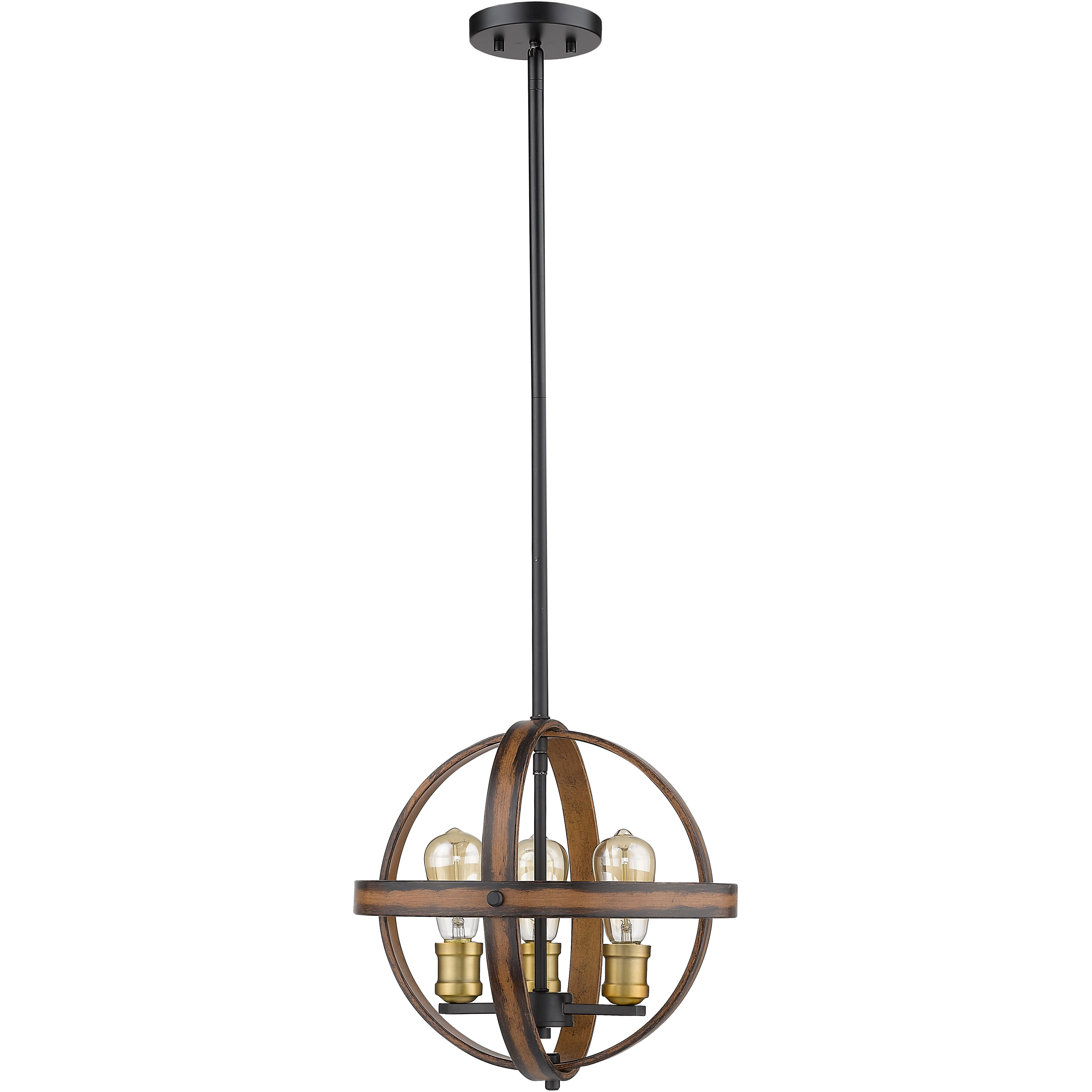 Kirkland 3 Light 14 inch Rustic Mahogany Pendant Ceiling Light