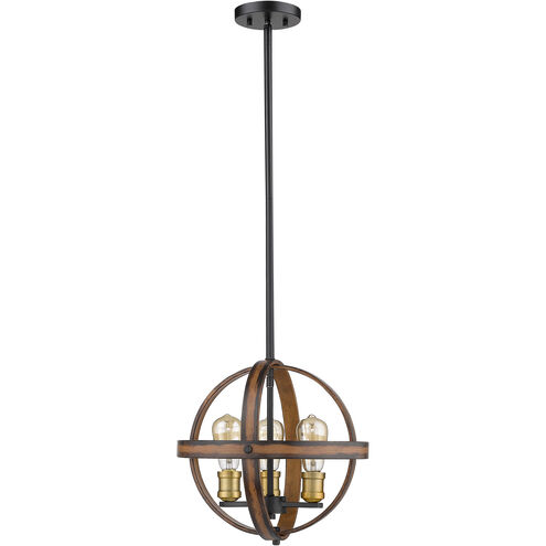 Kirkland 3 Light 14 inch Rustic Mahogany Pendant Ceiling Light