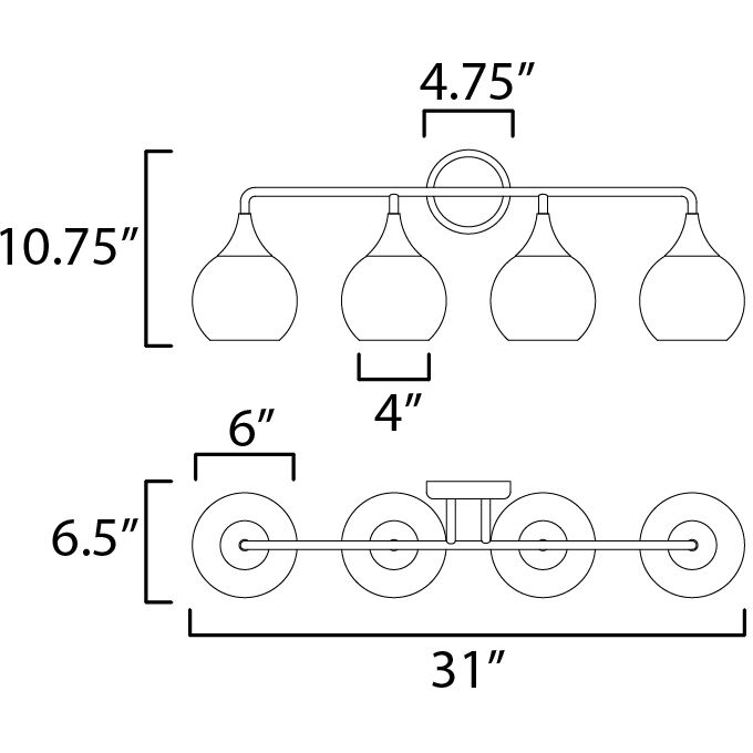 Neve 4 Light 31 inch Polished Chrome Bath Vanity Wall Light