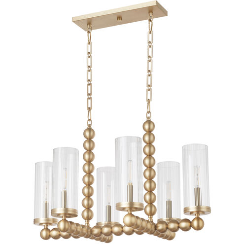 Lee Boulevard 6 Light 29.5 inch Aged Brass Linear Chandelier Ceiling Light