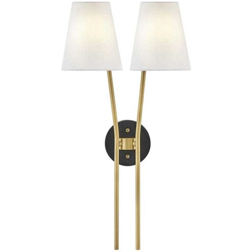 Aston 2 Light 13.5 inch Heritage Brass with Black Indoor Wall Sconce Wall Light