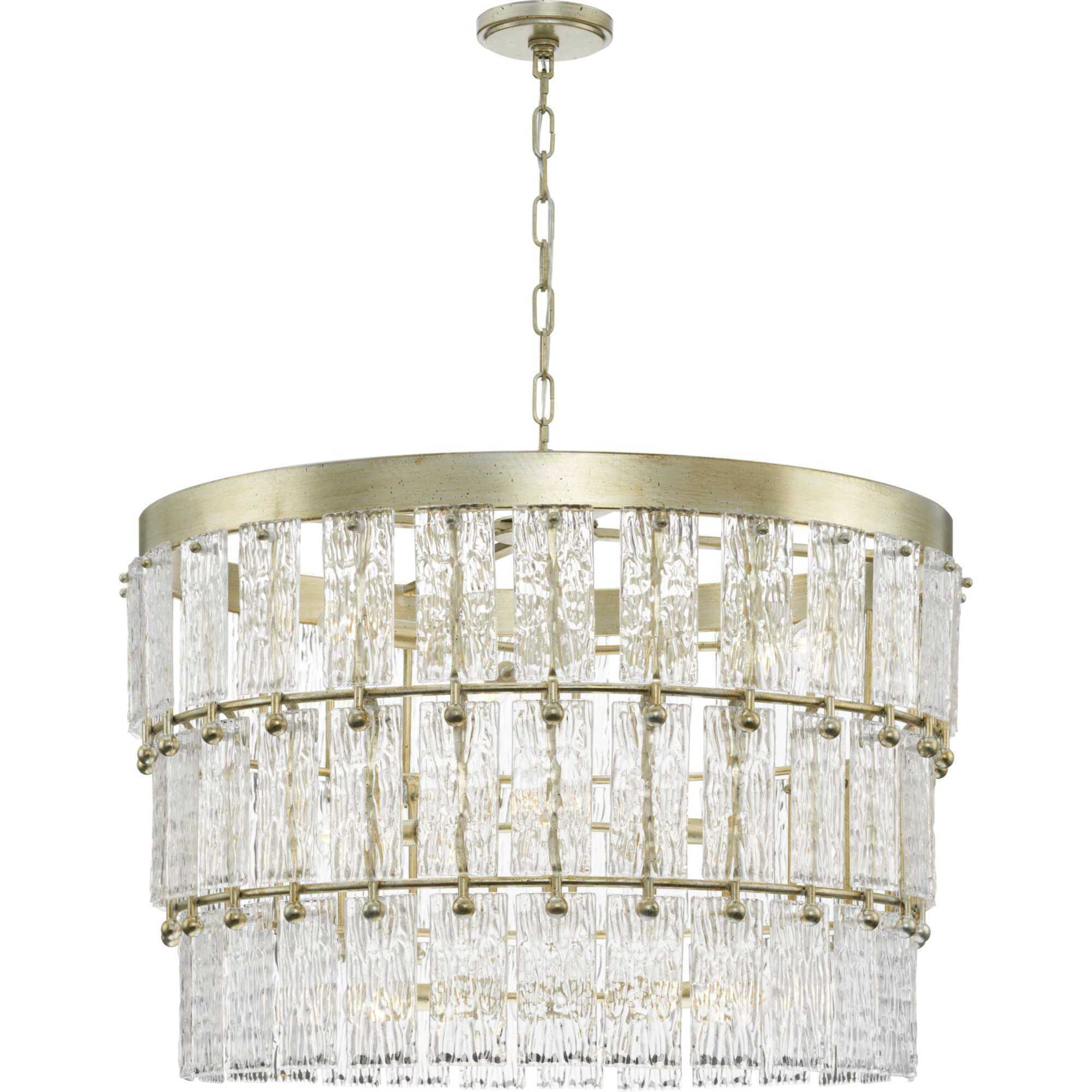 Chevall 9 Light 32 inch Gilded Silver Chandelier Ceiling Light, Design Series