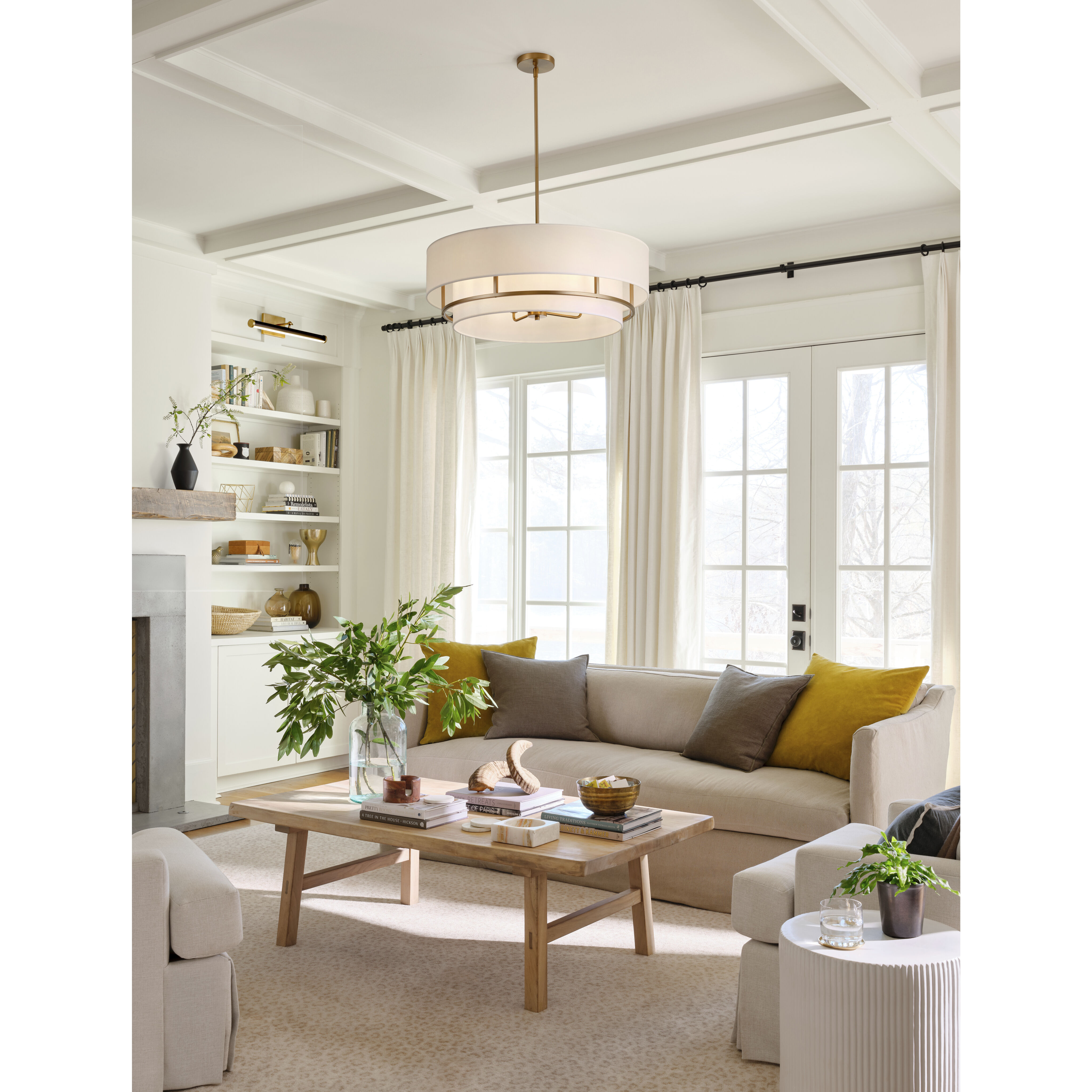 Graham 30 inch Polished Nickel Indoor Semi-Flush Mount Ceiling Light, Convertible