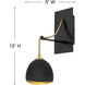 Lisa McDennon Nula 1 Light 5 inch Shell Black with Gold Leaf Indoor Wall Sconce Wall Light
