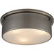 Simpson 3 Light 14 inch Black Nickel with White Flush Mount Ceiling Light