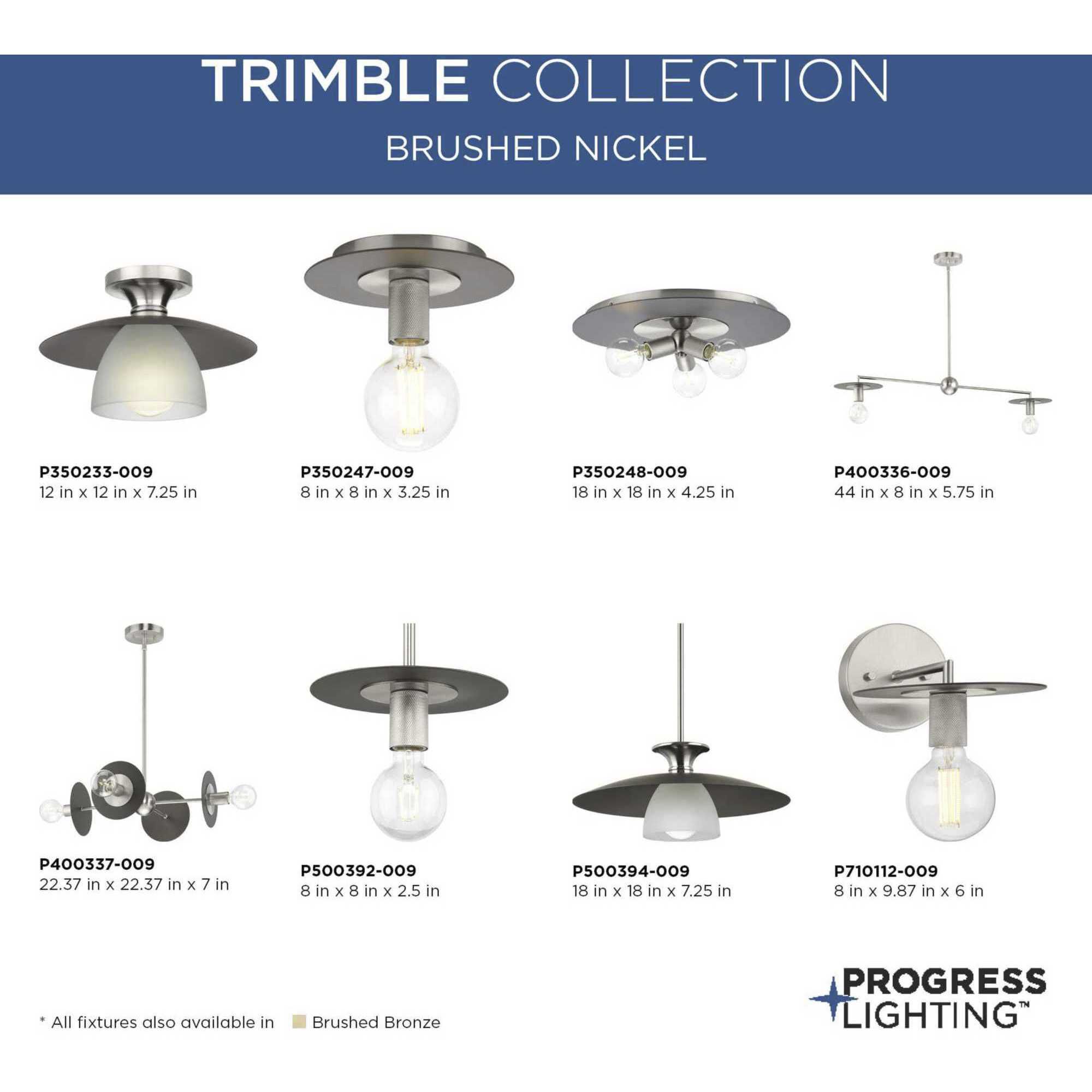 Trimble 1 Light 18 inch Brushed Nickel Pendant Ceiling Light, Design Series