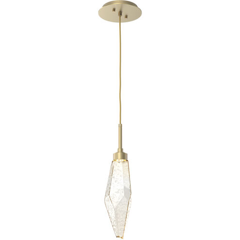Rock Crystal LED 3.9 inch Gilded Brass Pendant Ceiling Light in Chilled Amber, 2700K LED