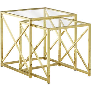Cortland 20 X 20 inch Gold and Clear Nesting Table, 2-Piece Set