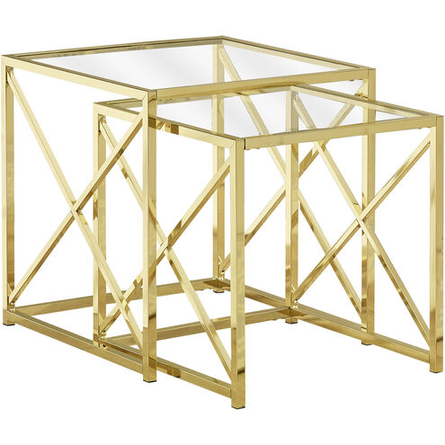 Cortland 20 X 20 inch Gold and Clear Nesting Table, 2-Piece Set