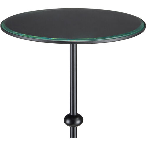 Parna 10.25 inch Satin Black/Polished Concrete/Clear Accent Table