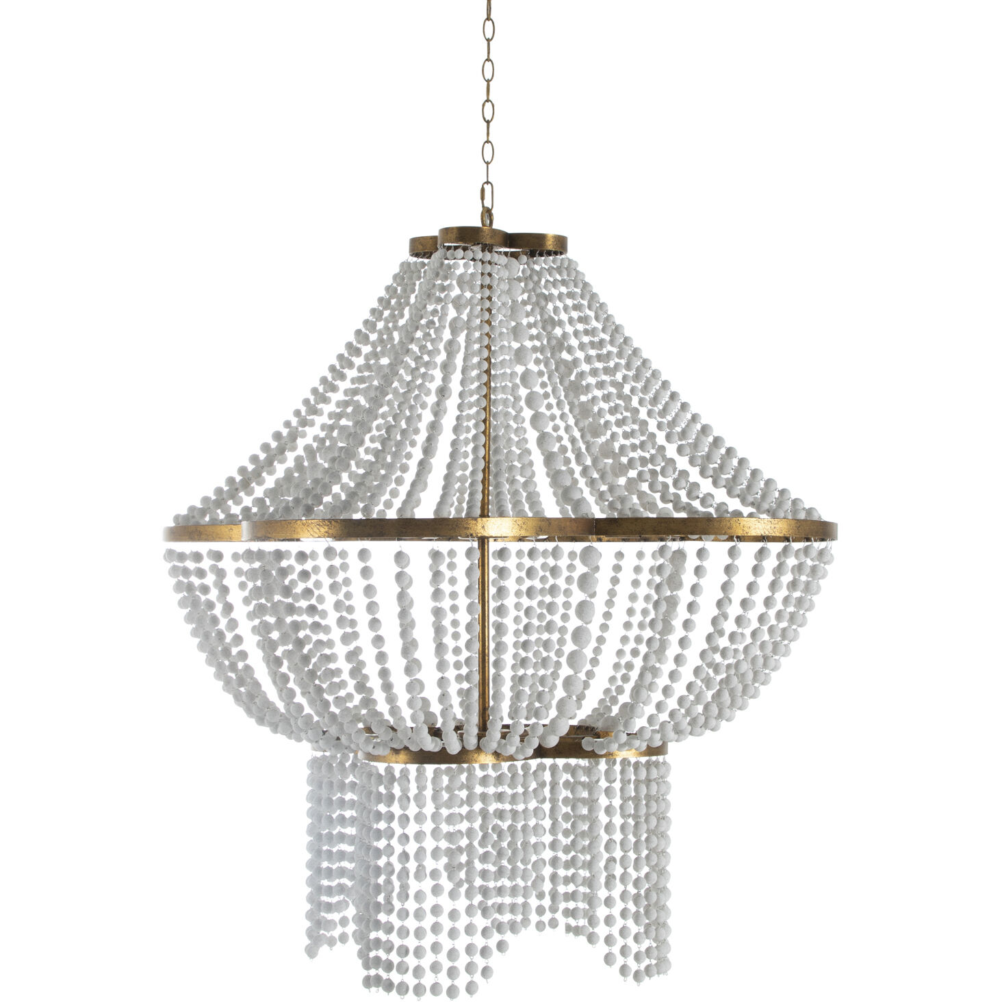 Annabelle 4 Light 43 inch Antique White / Gilded Gold Chandelier Ceiling Light