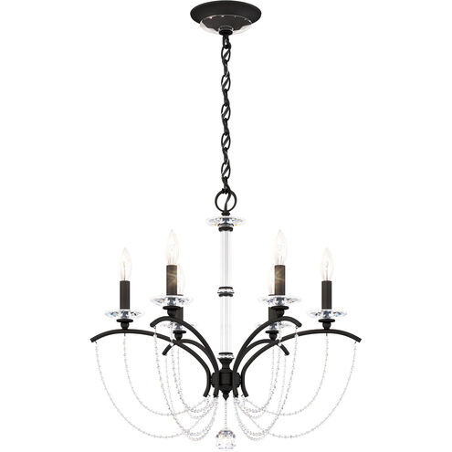 Priscilla 6 Light Black Chandelier Ceiling Light in Optic, Adjustable Height