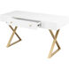 Guilford 54 X 26 inch White with Satin Brass Desk