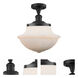 Franklin Restoration Large Oxford 1 Light 12 inch Matte Black Semi-Flush Mount Ceiling Light in Matte White Glass, Franklin Restoration