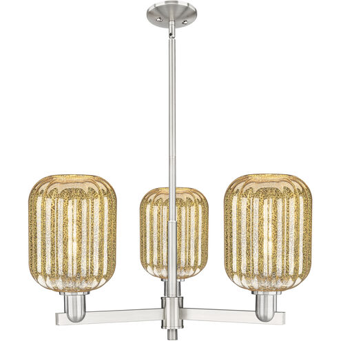 Preston 3 Light 17.63 inch Satin Nickel Chandelier Ceiling Light in Mercury Glass