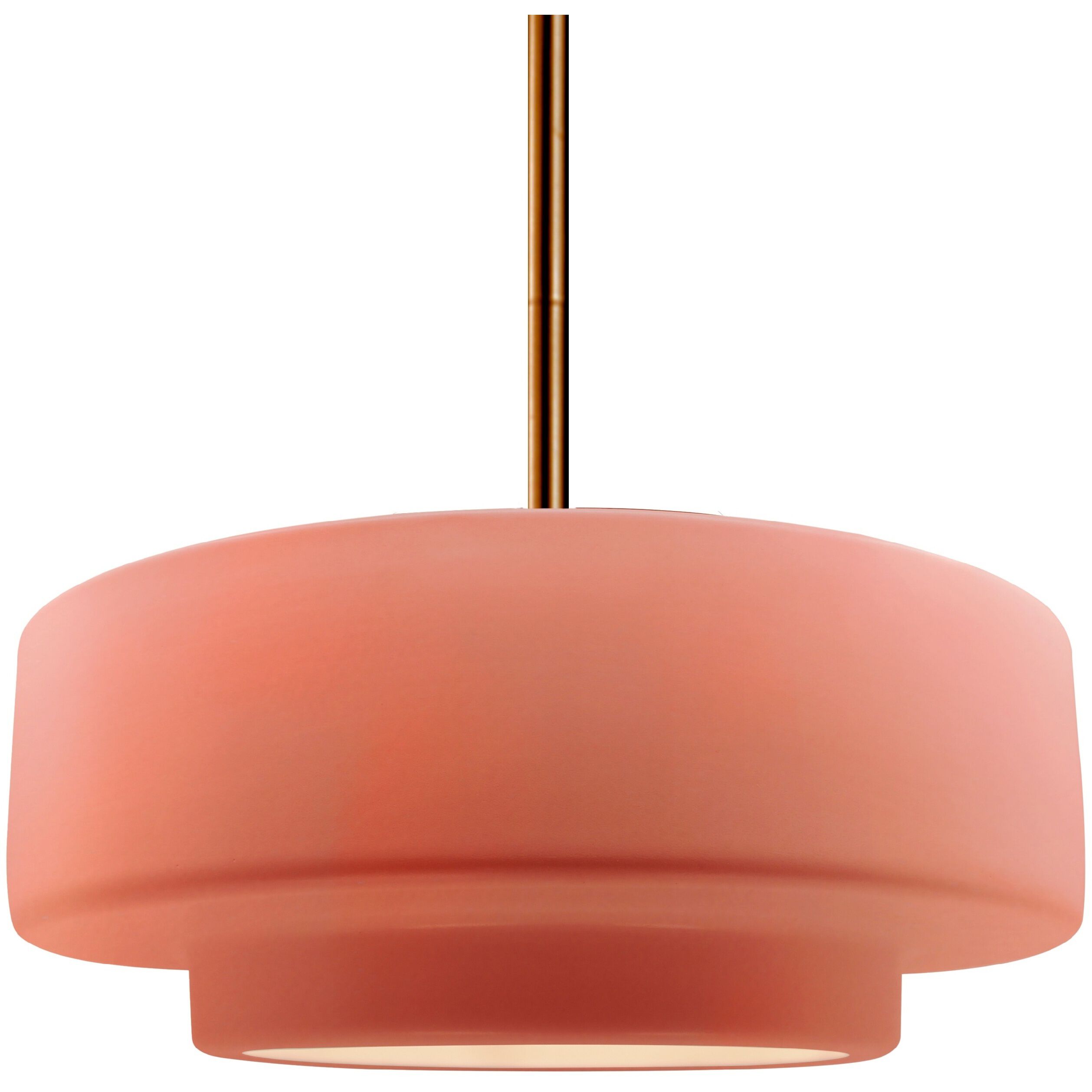 Radiance Collection - Tier Pendant Ceiling Light in Brushed Brass, Dedicated LED, Black Cord, Gloss Blush, 14.5W x 5.25H, Form+Finish+Function