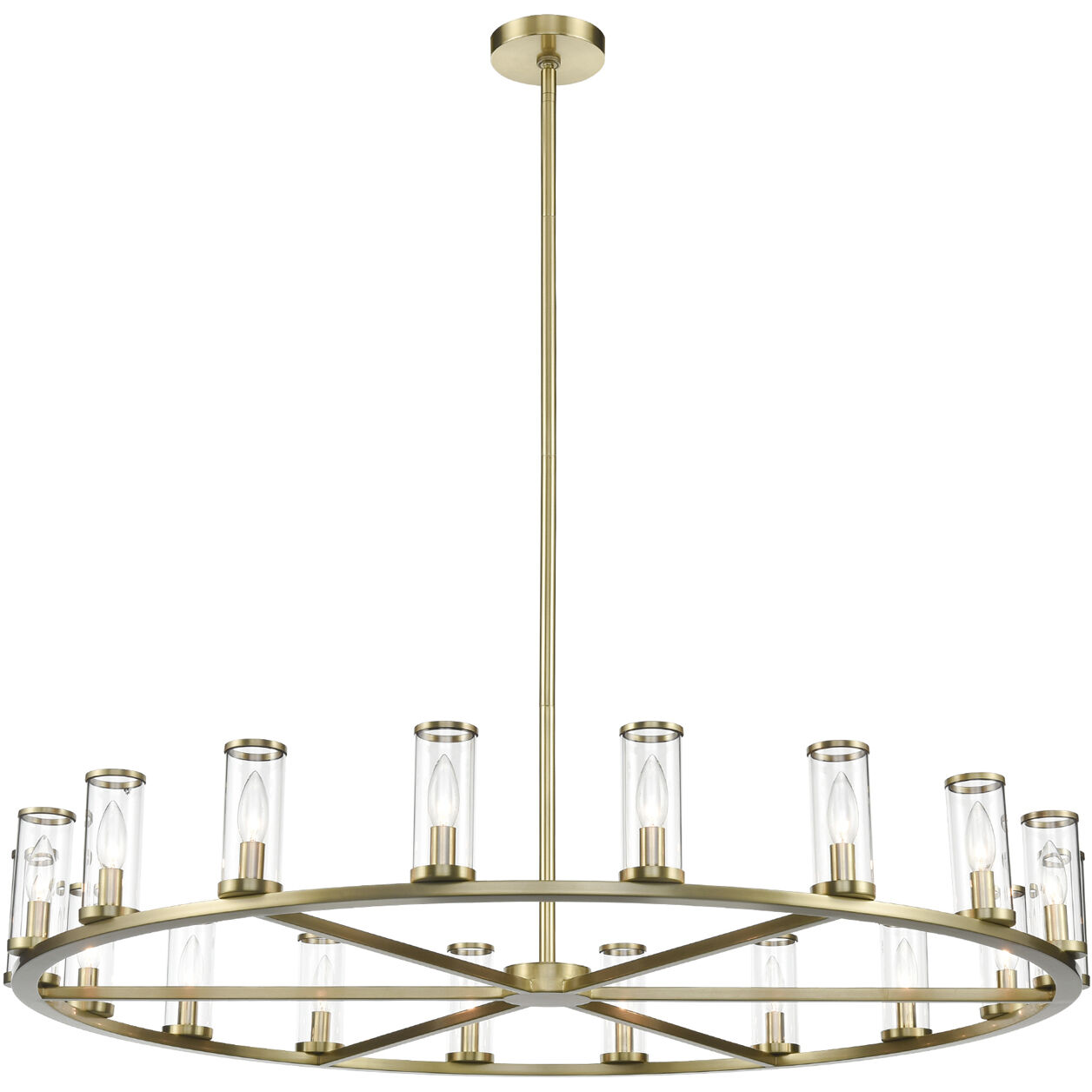 Revolve 18 Light 48.13 inch Clear Glass/Natural Brass Chandelier Ceiling Light