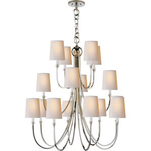 Thomas O'Brien Reed 16 Light 33 inch Polished Nickel Chandelier Ceiling Light in Natural Paper, Extra Large