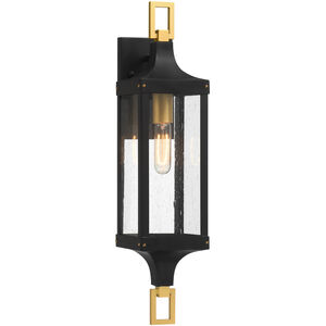 Glendale 1 Light 24.5 inch Matte Black with Burnished Brass Outdoor Wall Lantern