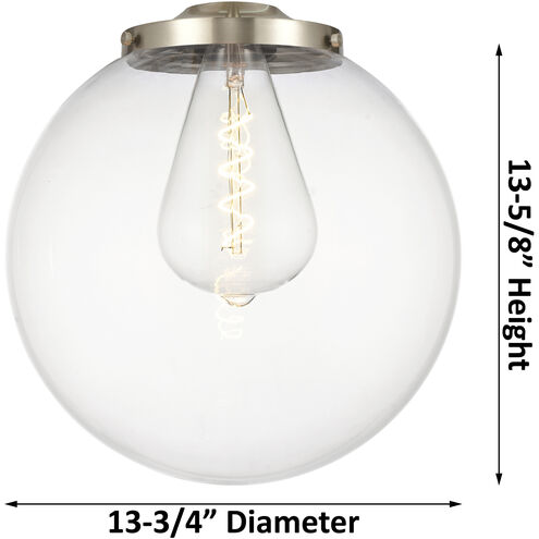 Beacon 1 Light 13.75 inch Brushed Satin Nickel Mini Pendant Ceiling Light in Clear Glass
