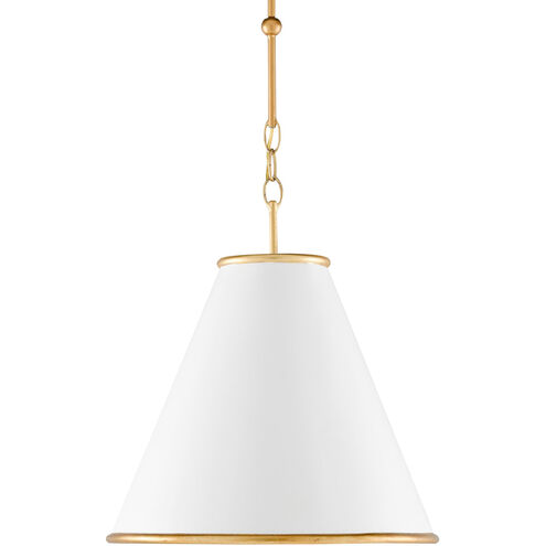 Pierrepont 1 Light 16 inch Painted Gesso White/Contemporary Gold Leaf Pendant Ceiling Light, Small