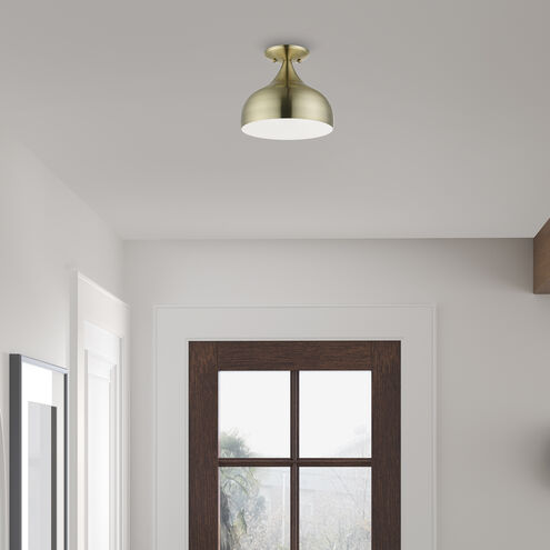 Amador 1 Light 10 inch Antique Brass Semi-Flush Mount Ceiling Light
