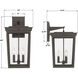 Belmont 3 Light 20 inch Twilight Bronze Outdoor Sconce