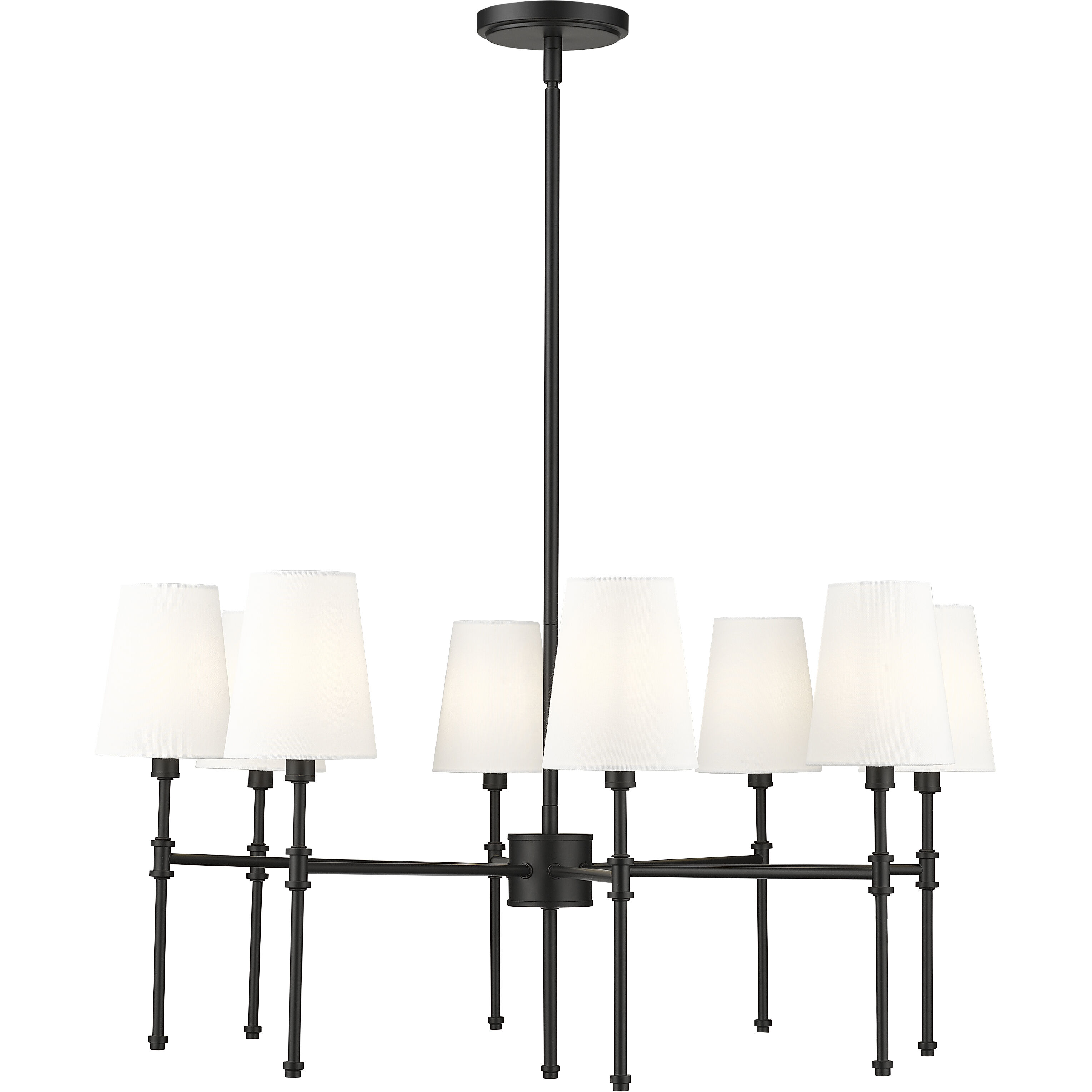 Adorra 8 Light 30 inch Matte Black Chandelier Ceiling Light