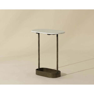 Eden 24 X 20 inch White / Antique Brass End Table