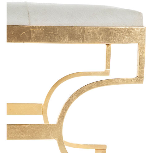 Connelly 19 inch Royale Leaf / Natural Ivory Hide Ottomans Stool