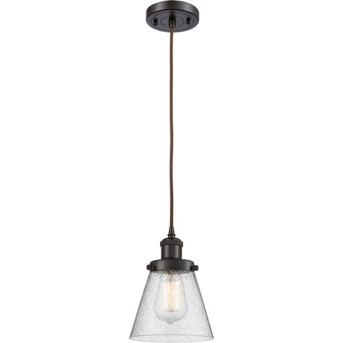 Ballston Small Cone 1 Light 6 inch Oil Rubbed Bronze Mini Pendant Ceiling Light in Seedy Glass, Ballston