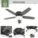 Newsome 52 inch Matte Black with Dark Gray Oak/Matte Black Blades Ceiling Fan