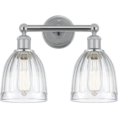 Edison Brookfield 2 Light 15 inch Polished Chrome Bath Vanity Light Wall Light in Clear Glass