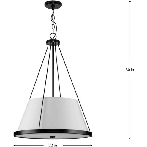 Saffert 3 Light 22 inch Matte Black Pendant Ceiling Light, Design Series