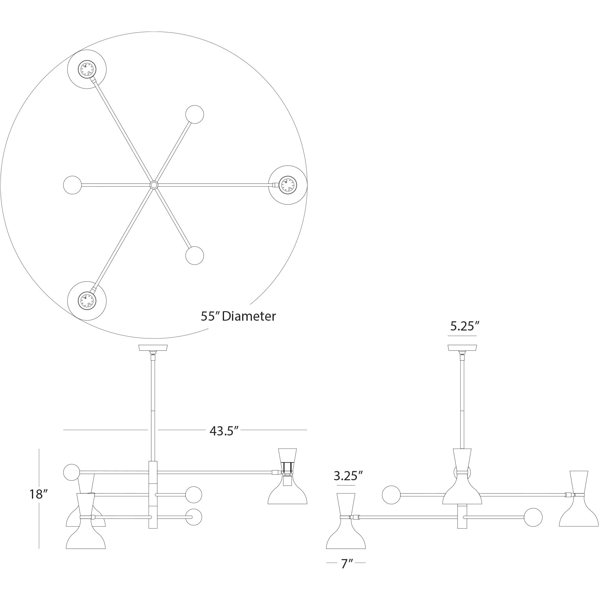 Clare 3 Light 55 inch Midnight Blue with Polished Nickel Pendant Ceiling Light